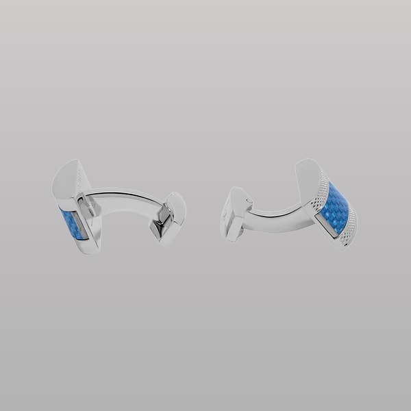 D‑Shape Cufflinks – with Blue Alutex in Palladium