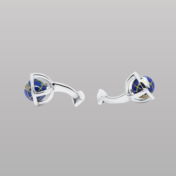 Globe Cufflinks – Lapis & Sterling Silver