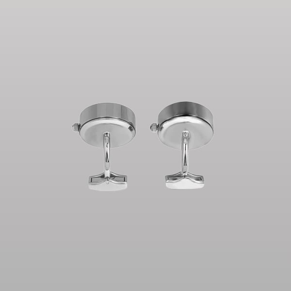 Stainless Steel Guilloche Watch Cufflinks – White Mother of Pearl