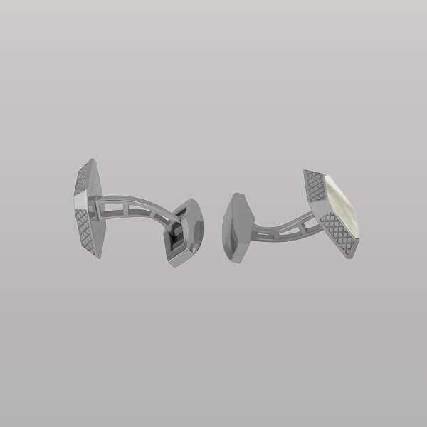 Signature Octo Cufflinks – Black Rhodium Plated Sterling Silver with White Mother of Pearl