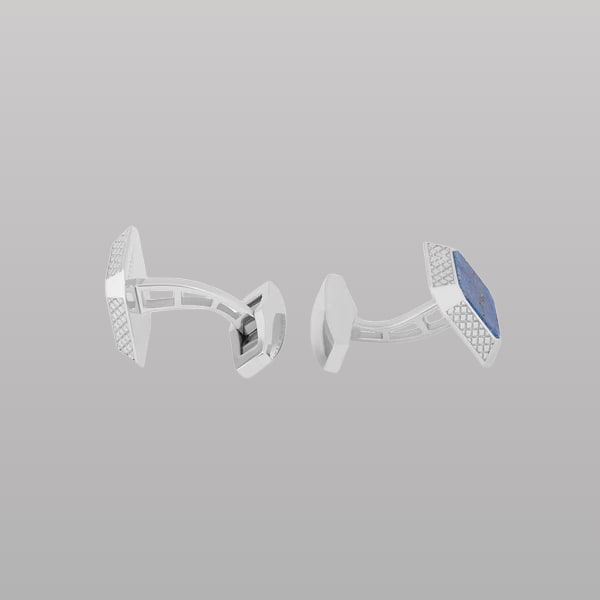 Signature Octo Cufflinks – Rhodium Plated Sterling Silver with Lapis