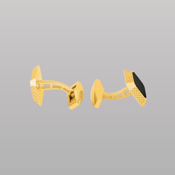 Signature Octo Cufflinks – Yellow Gold Plated Sterling Silver with Black Onyx