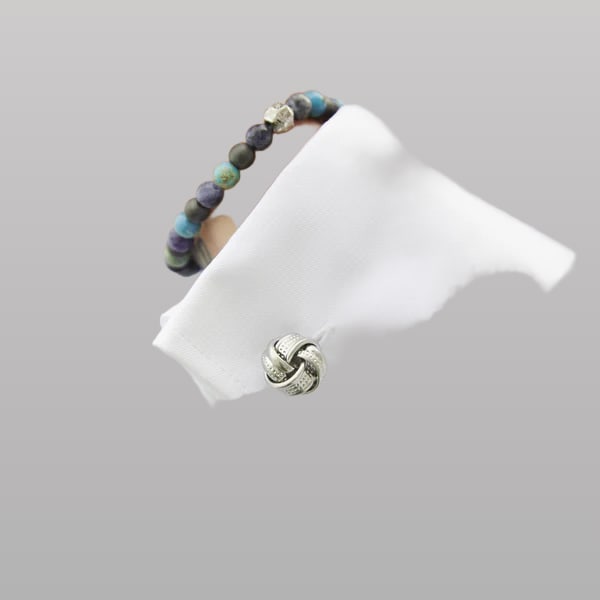 Satin Dot Knot Cufflinks – Rhodium Finish