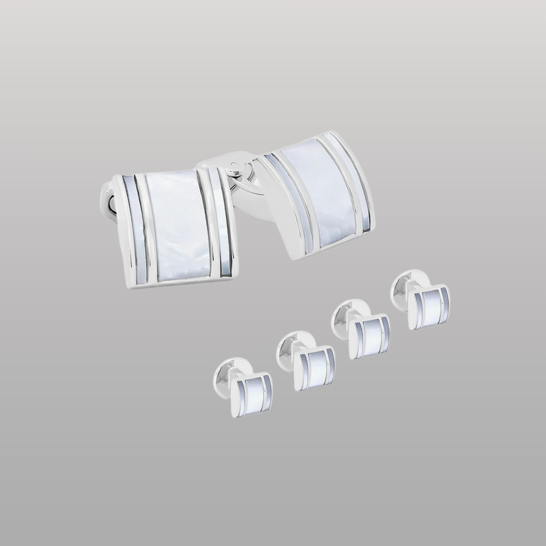 Silver White Bronze White MOP Shirt Studs