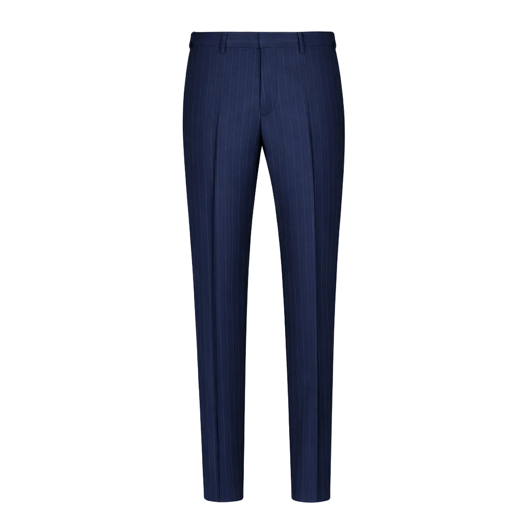Navy Pinstripe Trousers