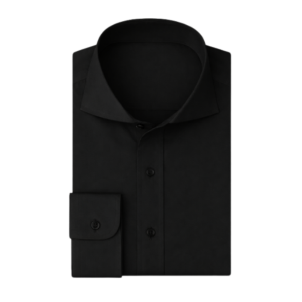 Black Spread Collar Dress Shirt