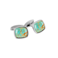 Cable Jasper Cufflinks – Rhodium Plated Sterling Silver with Amaroo Turquoise