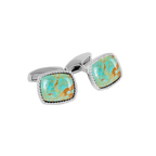 Cable Jasper Cufflinks – Rhodium Plated Sterling Silver with Amaroo Turquoise