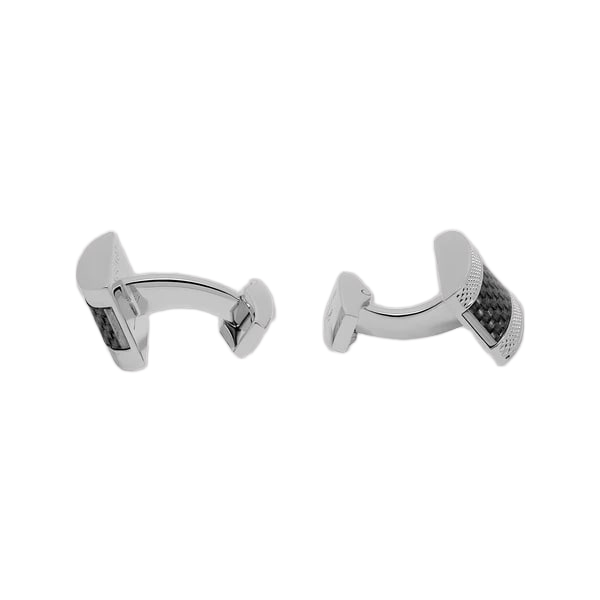D‑Shape Cufflinks – Carbon Fibre on Stainless Steel