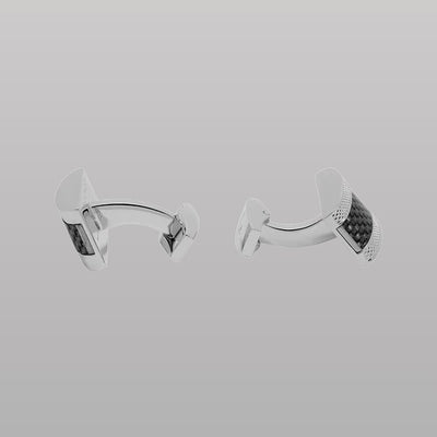 D‑Shape Cufflinks – Carbon Fibre on Stainless Steel