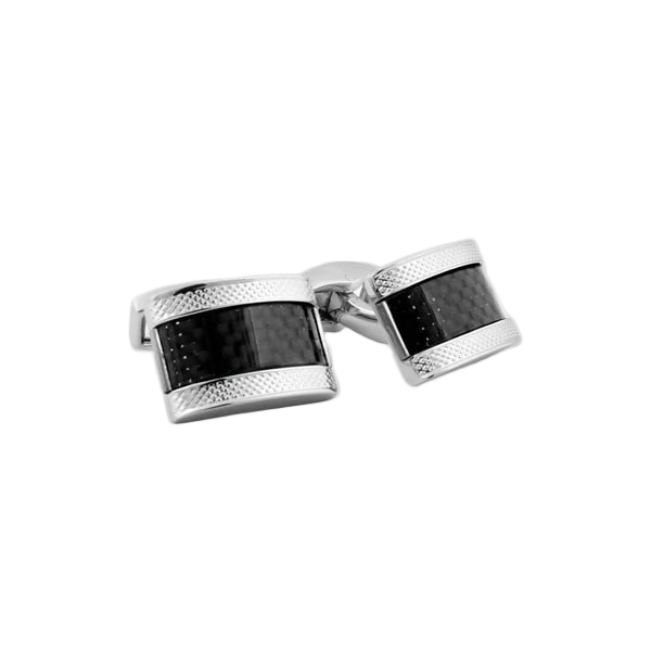 D‑Shape Cufflinks – Carbon Fibre on Stainless Steel