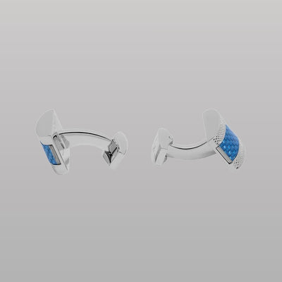 D‑Shape Cufflinks – with Blue Alutex in Palladium