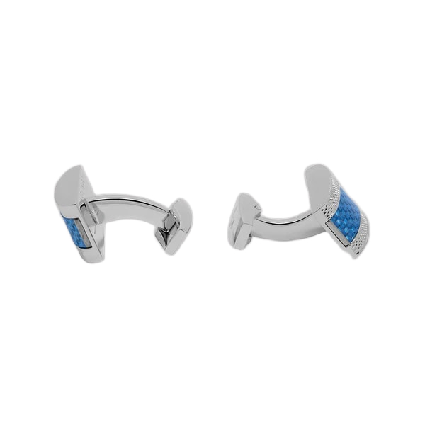 D‑Shape Cufflinks – with Blue Alutex in Palladium