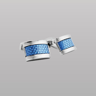 D‑Shape Cufflinks – with Blue Alutex in Palladium