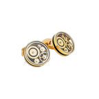 Carousel Gear Cufflinks – Yellow Gold Plated with Black Enamel