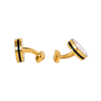 Carousel Gear Cufflinks – Yellow Gold Plated with Black Enamel