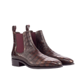 Dark Brown Croco Chelsea Boots