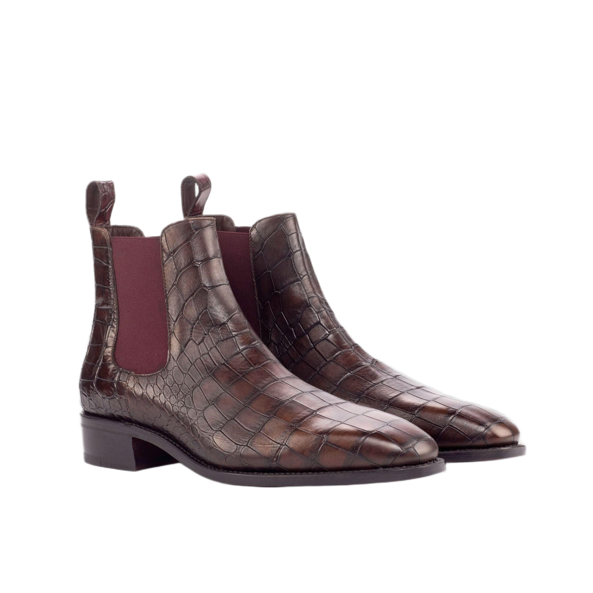 Dark Brown Croco Chelsea Boots
