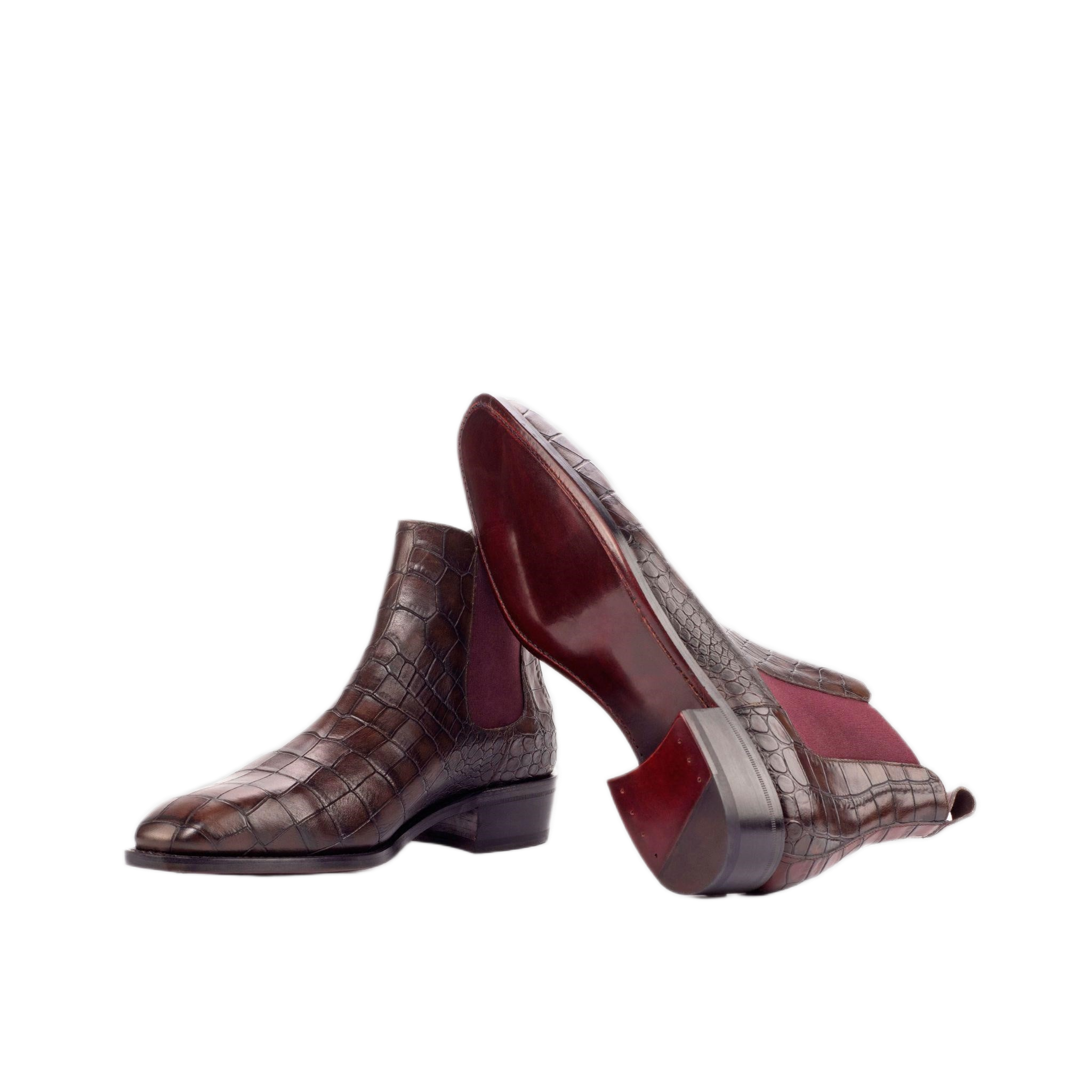 Dark Brown Croco Chelsea Boots