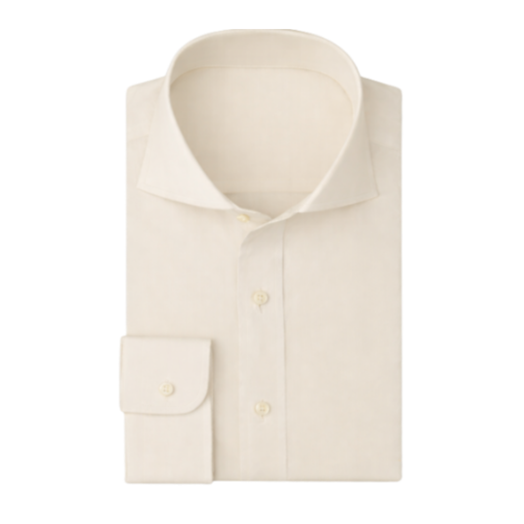 Cream Spread Collar Dress Shirt
