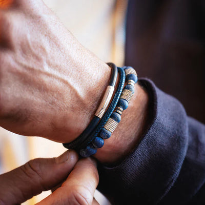 Giza Tubo Semi-Precious Bracelet – Rhodium Plated Sterling Silver with Lapis