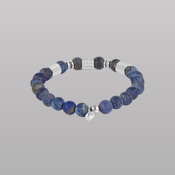 Giza Tubo Semi-Precious Bracelet – Rhodium Plated Sterling Silver with Lapis