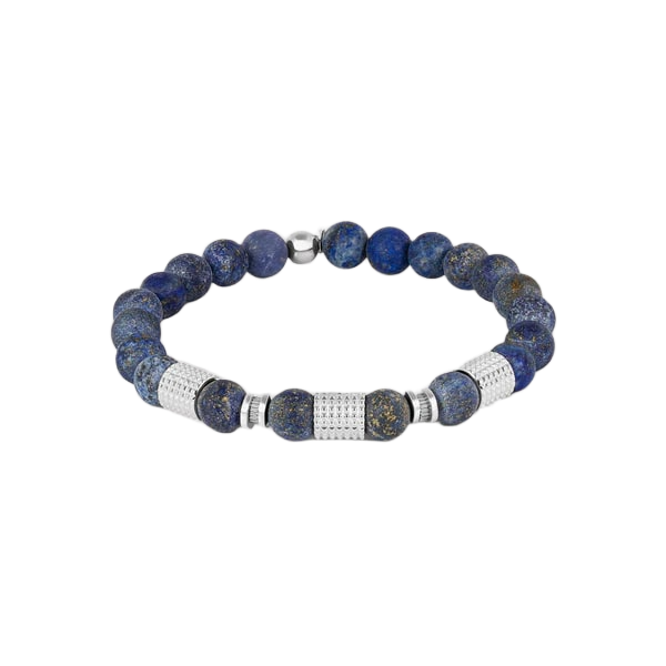 Giza Tubo Semi-Precious Bracelet – Rhodium Plated Sterling Silver with Lapis
