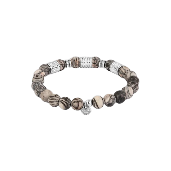 Giza Tubo Semi-Precious Bracelet – Rhodium Plated Sterling Silver with Spiderweb Jasper