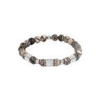 Giza Tubo Semi-Precious Bracelet – Rhodium Plated Sterling Silver with Spiderweb Jasper