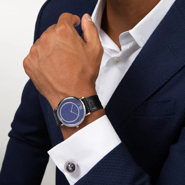 Globe Cufflinks – Lapis & Sterling Silver