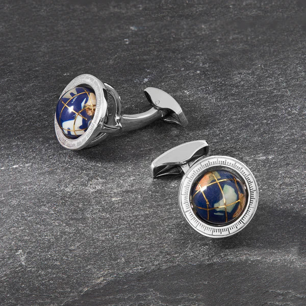Globe Cufflinks – Lapis & Sterling Silver