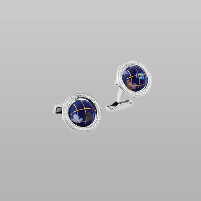 Globe Cufflinks – Lapis & Sterling Silver
