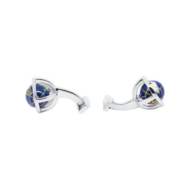 Globe Cufflinks – Lapis & Sterling Silver