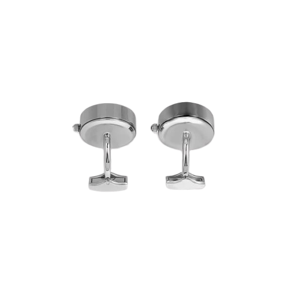 Stainless Steel Guilloche Watch Cufflinks – White Mother of Pearl
