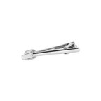 Halo Rectangular Tie Clip – Rhodium Plated with Clear Cubic Zirconia