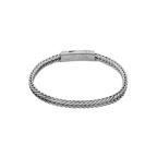 Herringbone Click Multi Pelle Bracelet – Rhodium Plated Sterling Silver with Blue Leather