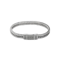 Herringbone Click Multi Pelle Bracelet – Rhodium Plated Sterling Silver with Blue Leather