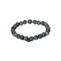 Lhasa Graffiato Beaded Bracelet – Black Ruthenium Plated with Green Agate