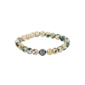 Lhasa Graffiato Beaded Bracelet – Rhodium Silver with Cream & Blue Azurite