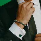 Octagon Cufflinks – White Bronze & Malachite