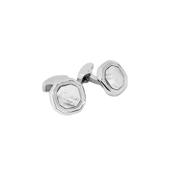 Octagon Cufflinks – White Bronze & White Mother of Pearl