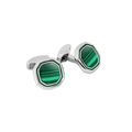 Octagon Cufflinks – White Bronze & Malachite