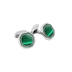 Octagon Cufflinks – White Bronze & Malachite
