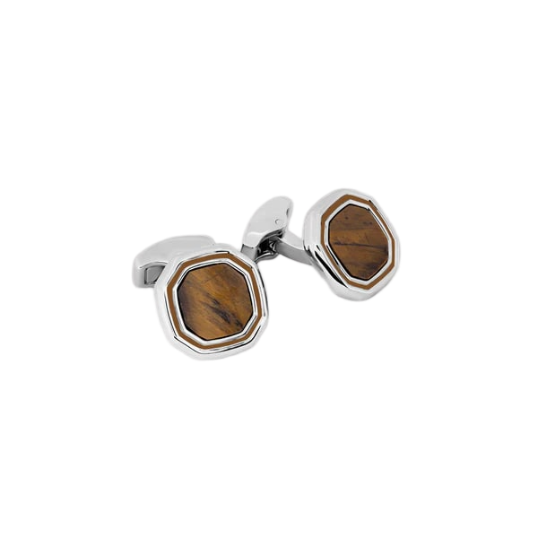 Octagon Semi‑Precious Cufflinks – Tiger Eye