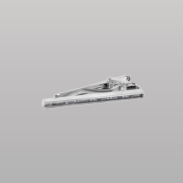 Prince of Wales Tweed Tie Clip – Gunmetal Plated with Blue Enamel