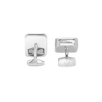 Quadrato Gear Cufflinks – Silver & Black Enamel, Palladium Plated