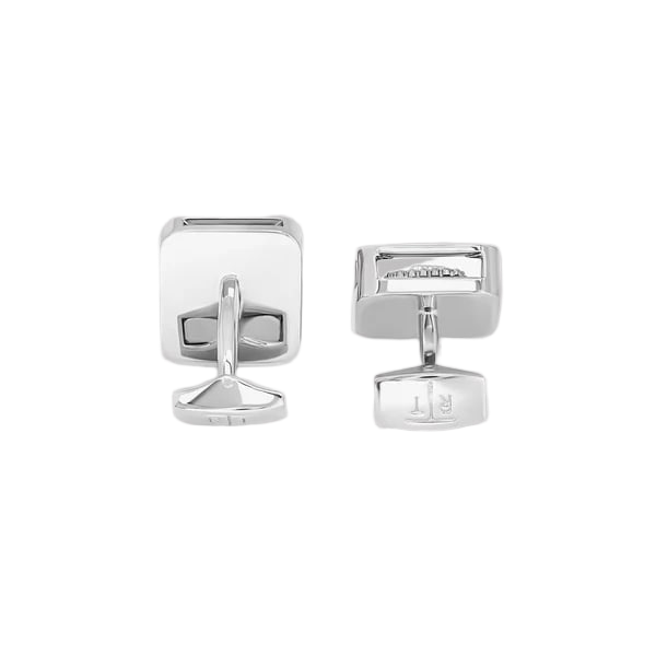 Quadrato Gear Cufflinks – Silver & Black Enamel, Palladium Plated