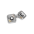 Quadrato Gear Cufflinks – Silver & Black Enamel, Palladium Plated
