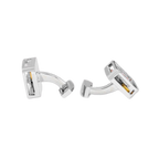 Quadrato Gear Cufflinks – Silver & Black Enamel, Palladium Plated