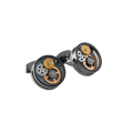 Round Gear Carbon Fibre Cufflinks – Gunmetal Plated